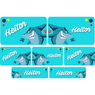 Arquivo de Corte Etiqueta Escolar Tubarão Puket