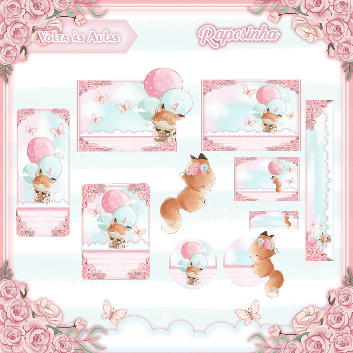 Arquivo de Corte Etiqueta Escolar Raposinha 1