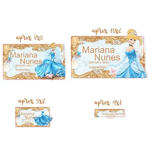 Arquivo de Corte Etiqueta Escolar Cinderela