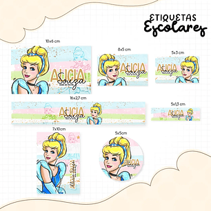 Arquivo de Corte Etiqueta Escolar Cinderela