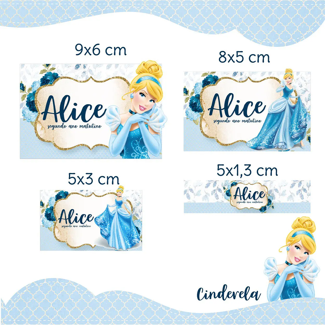 Arquivo de Corte Etiqueta Escolar Cinderela 1