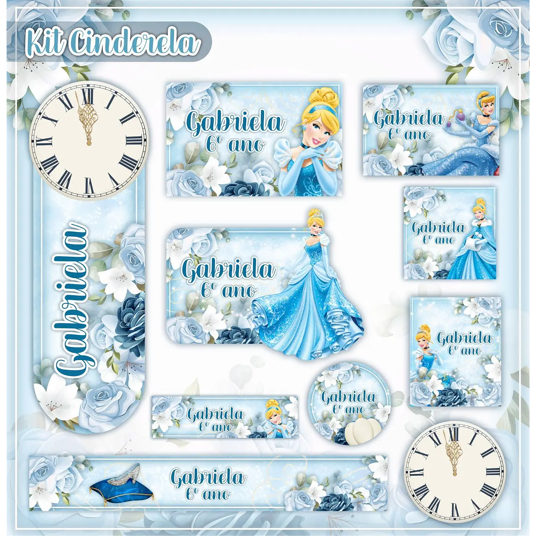 Arquivo de Corte Etiqueta Escolar Cinderela 1