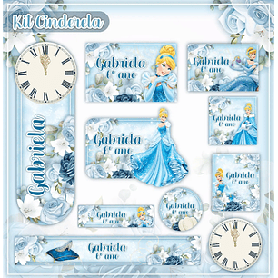 Arquivo de Corte Etiqueta Escolar Cinderela