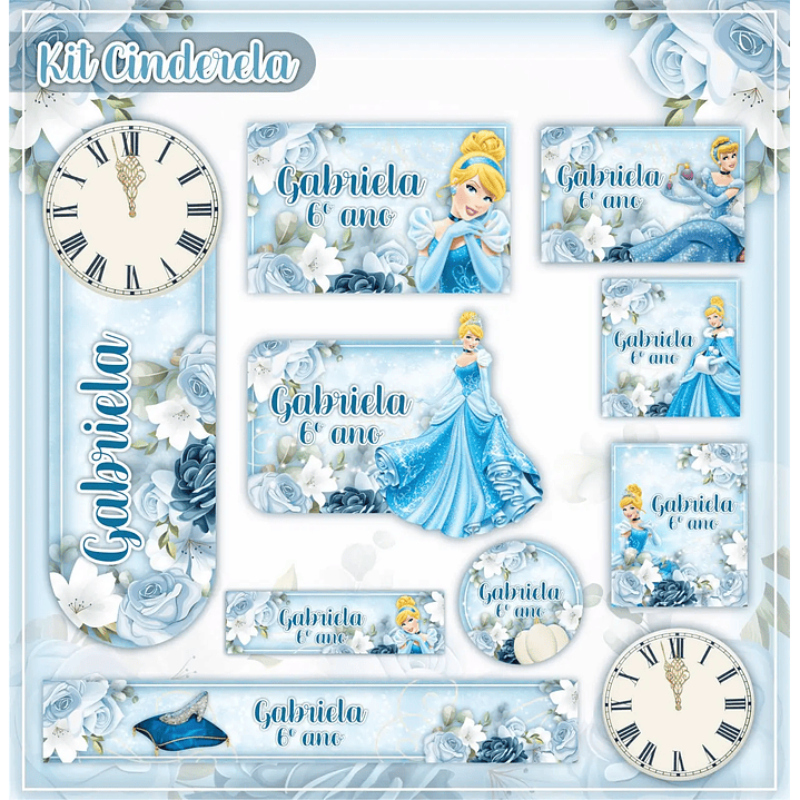 Arquivo de Corte Etiqueta Escolar Cinderela 1