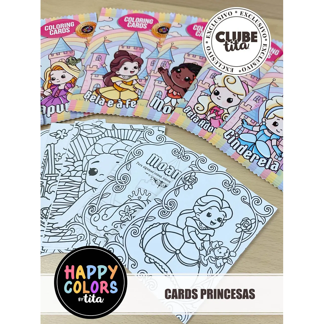   Arquivo de Corte Happy Colors Cards de Colorir Princesas 1