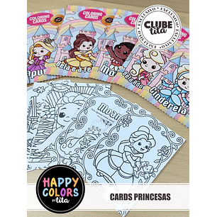  Arquivo de Corte Happy Colors Cards de Colorir Princesas