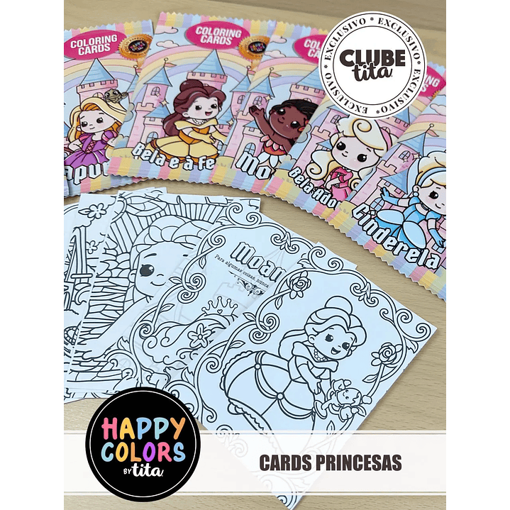   Arquivo de Corte Happy Colors Cards de Colorir Princesas 1