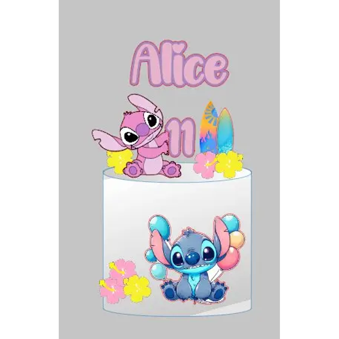 Arquivo de Corte Topo de Bolo Stitch e Angel 1