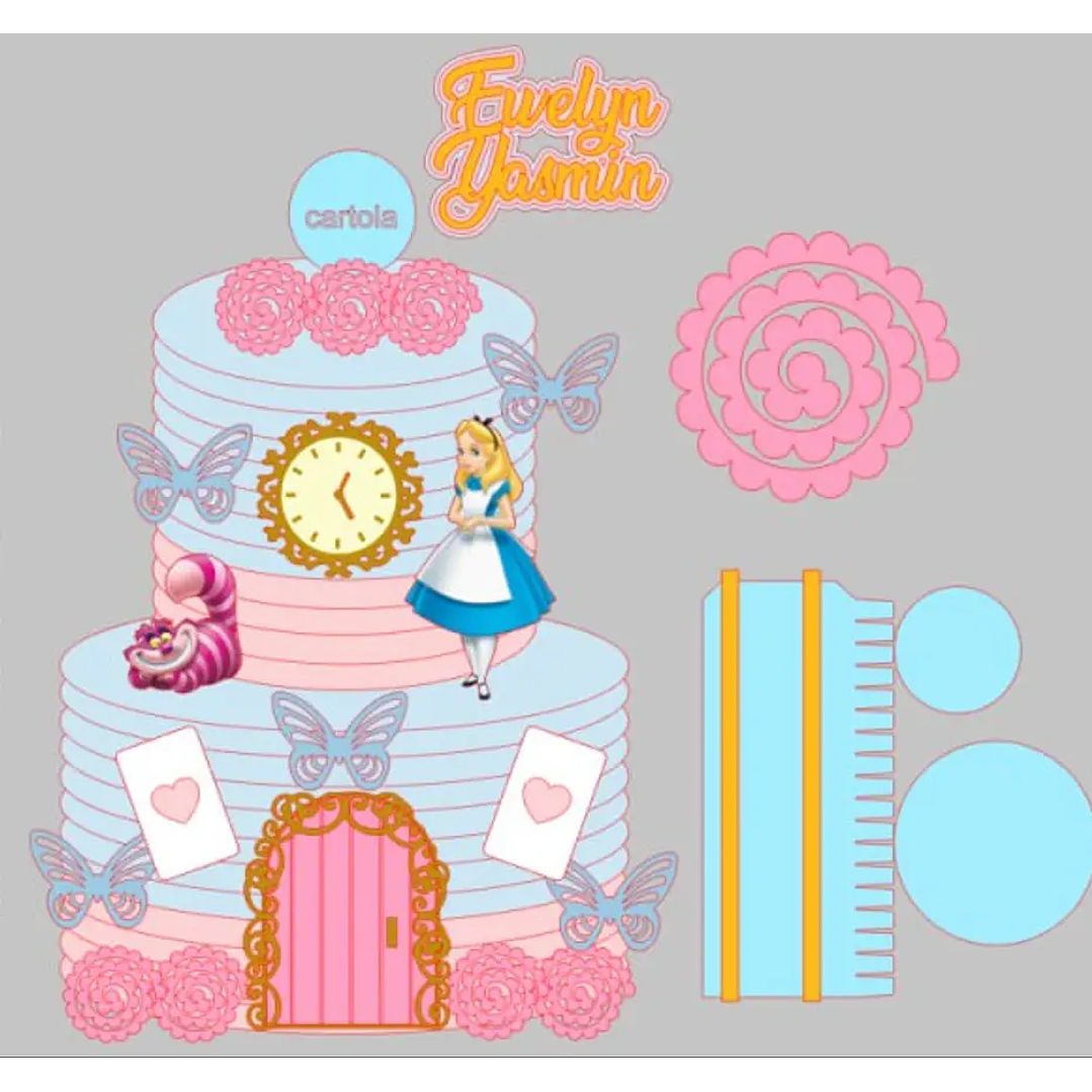 Arquivo de Corte Topo de Bolo Alice no País das Maravilhas 1