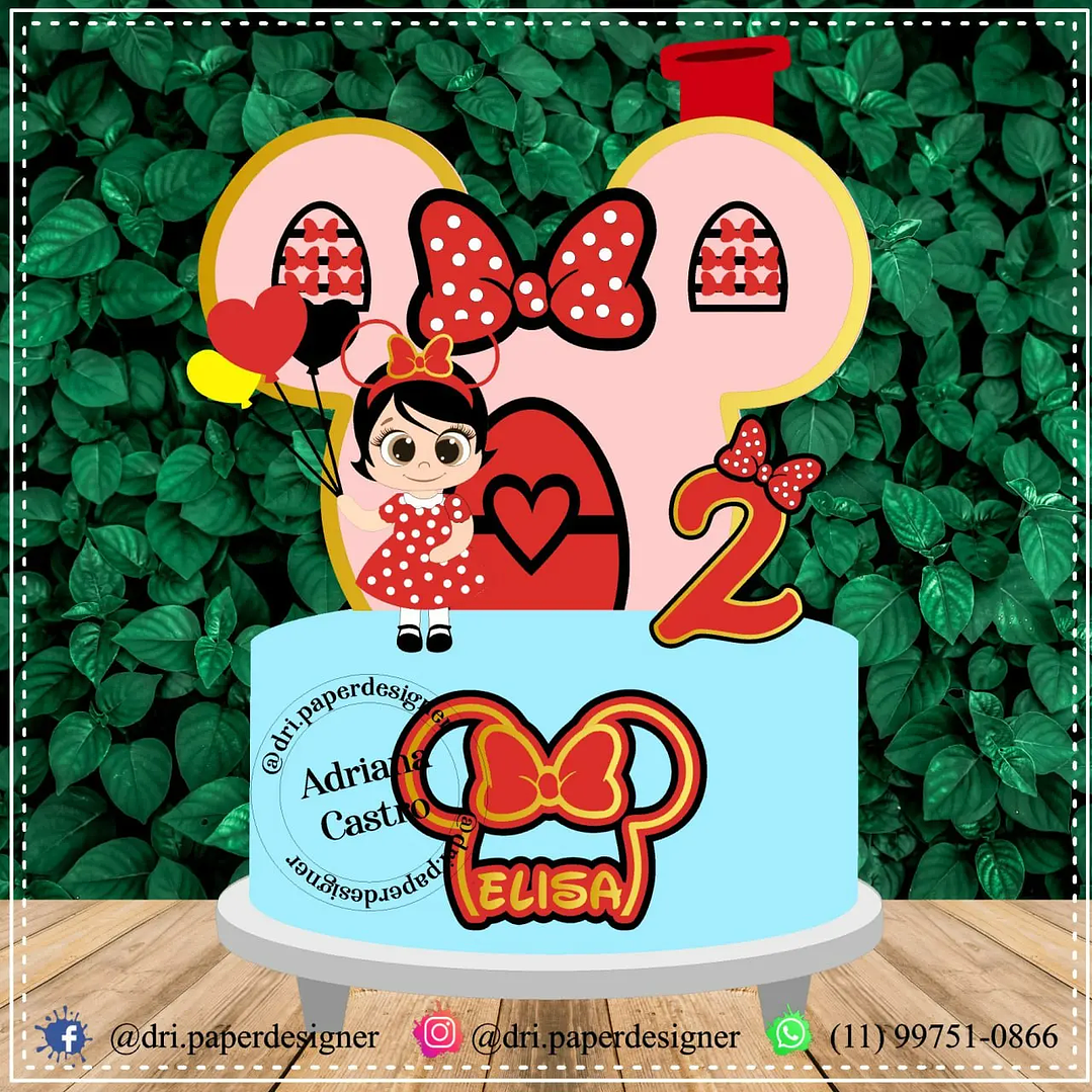 Archivo de corte para decoración de tarta de Minnie Mouse 1