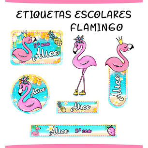 Archivo de corte de etiquetas de la escuela Flamingo