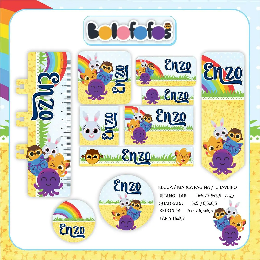 Arquivo de Corte Etiqueta Escolar Bolofofos 1