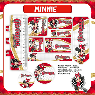 Arquivo de Corte Etiqueta Escolar Minnie