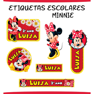 Arquivo de Corte Etiqueta Escolar Minnie
