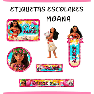 Archivo de corte de etiqueta escolar de Moana