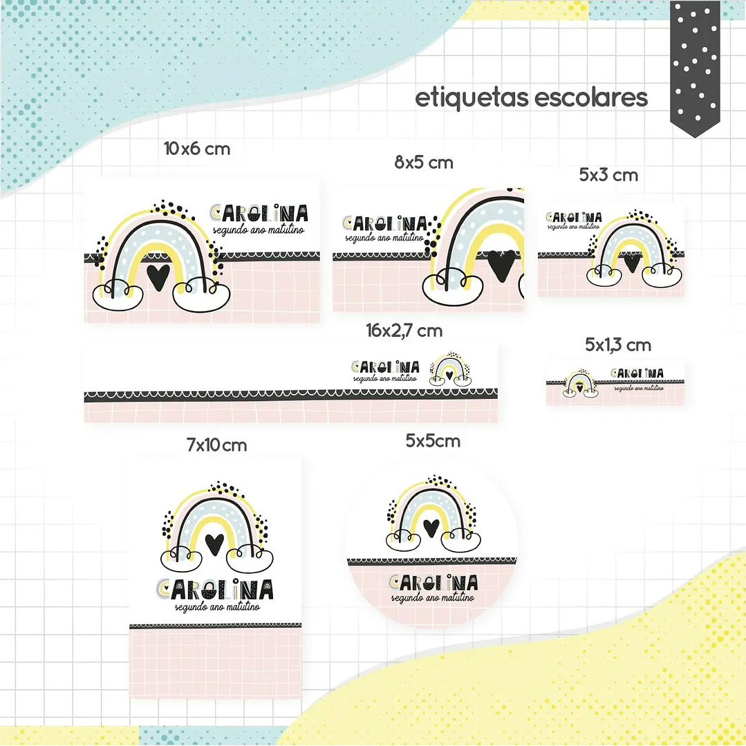 Arquivo de Corte Etiqueta Escolar Minimalista menina 1