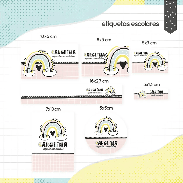 Arquivo de Corte Etiqueta Escolar Minimalista menina 1