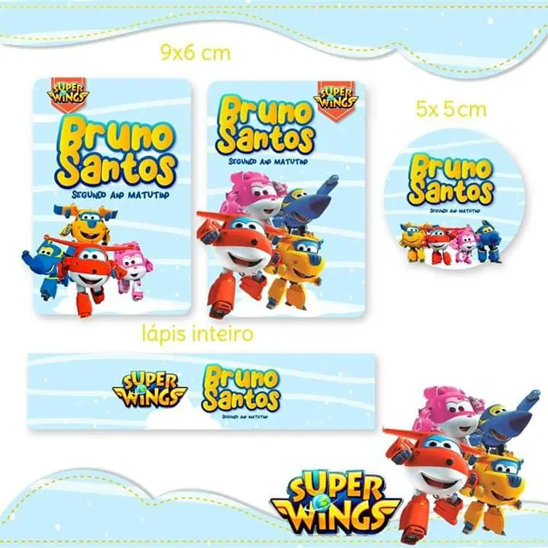 Arquivo de Corte Etiqueta Escolar Super Wings 1