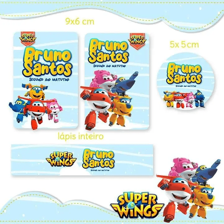 Arquivo de Corte Etiqueta Escolar Super Wings 1