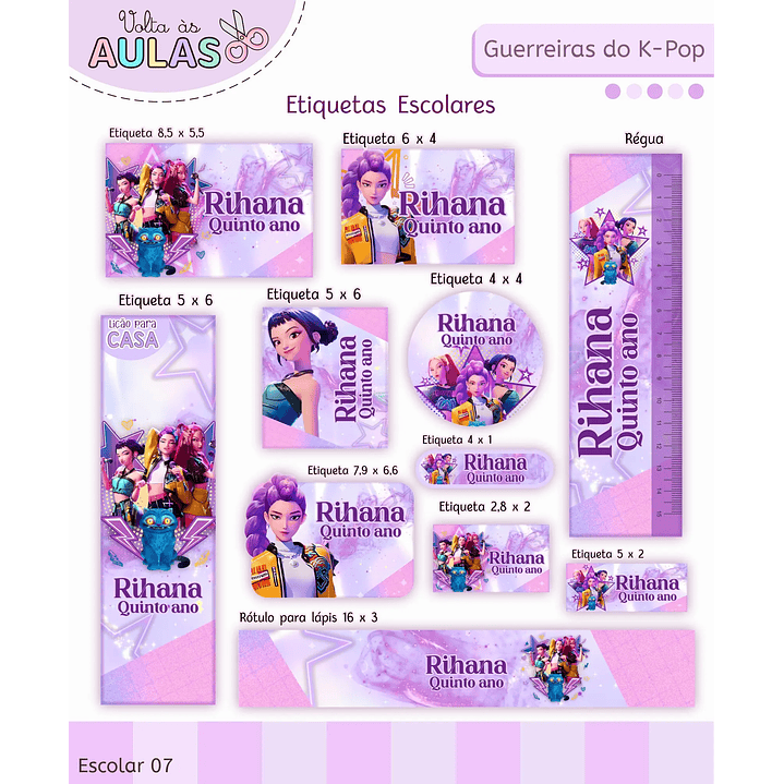 Arquivo de Corte Etiqueta Escolar Guerreiras do K-Pop/Huntrix 1