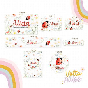 Arquivo de Corte Etiqueta Escolar Joaninha