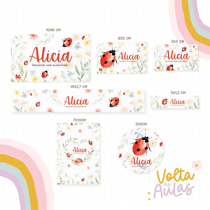 Arquivo de Corte Etiqueta Escolar Joaninha 1