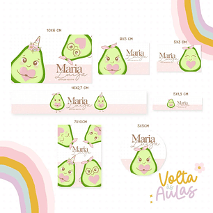 Arquivo de Corte Etiqueta Escolar Abacate