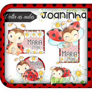 Arquivo de Corte Etiqueta Escolar Joaninha