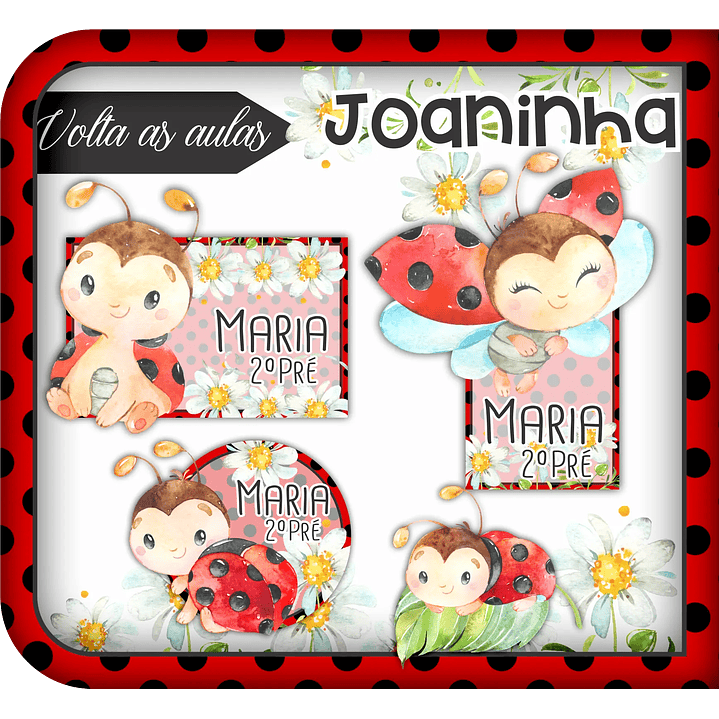 Arquivo de Corte Etiqueta Escolar Joaninha 1