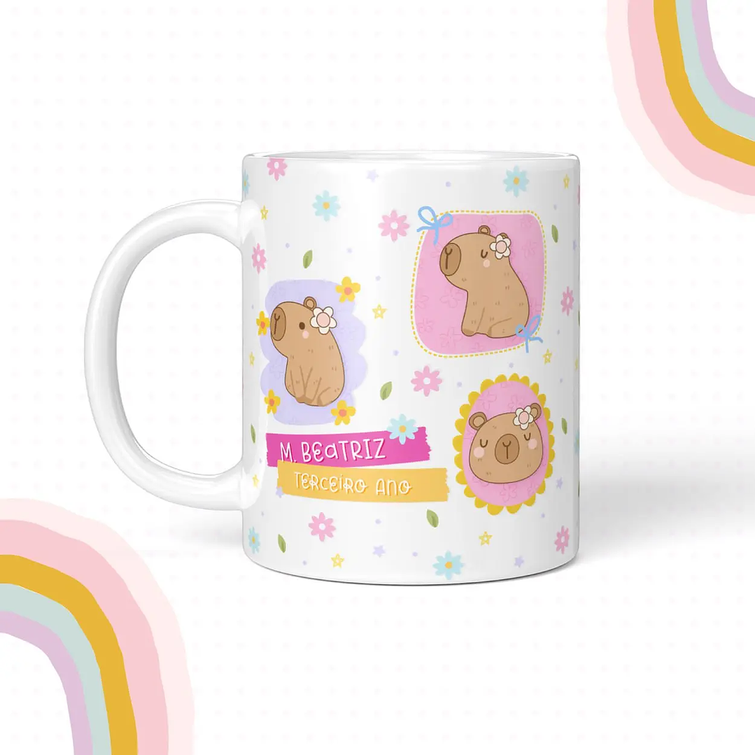 Arquivo de Corte Etiqueta Escolar Capivara 3