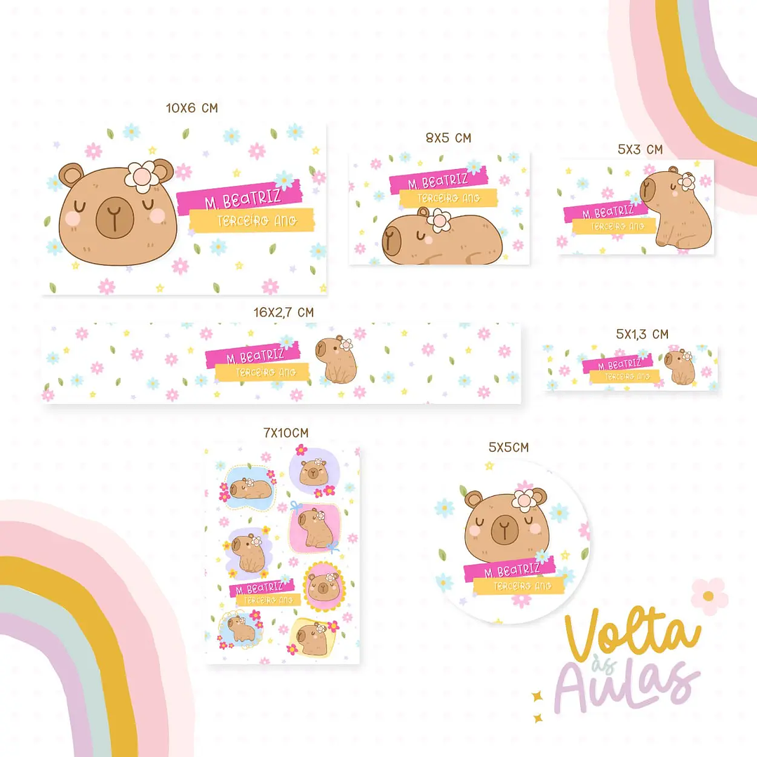 Arquivo de Corte Etiqueta Escolar Capivara 1