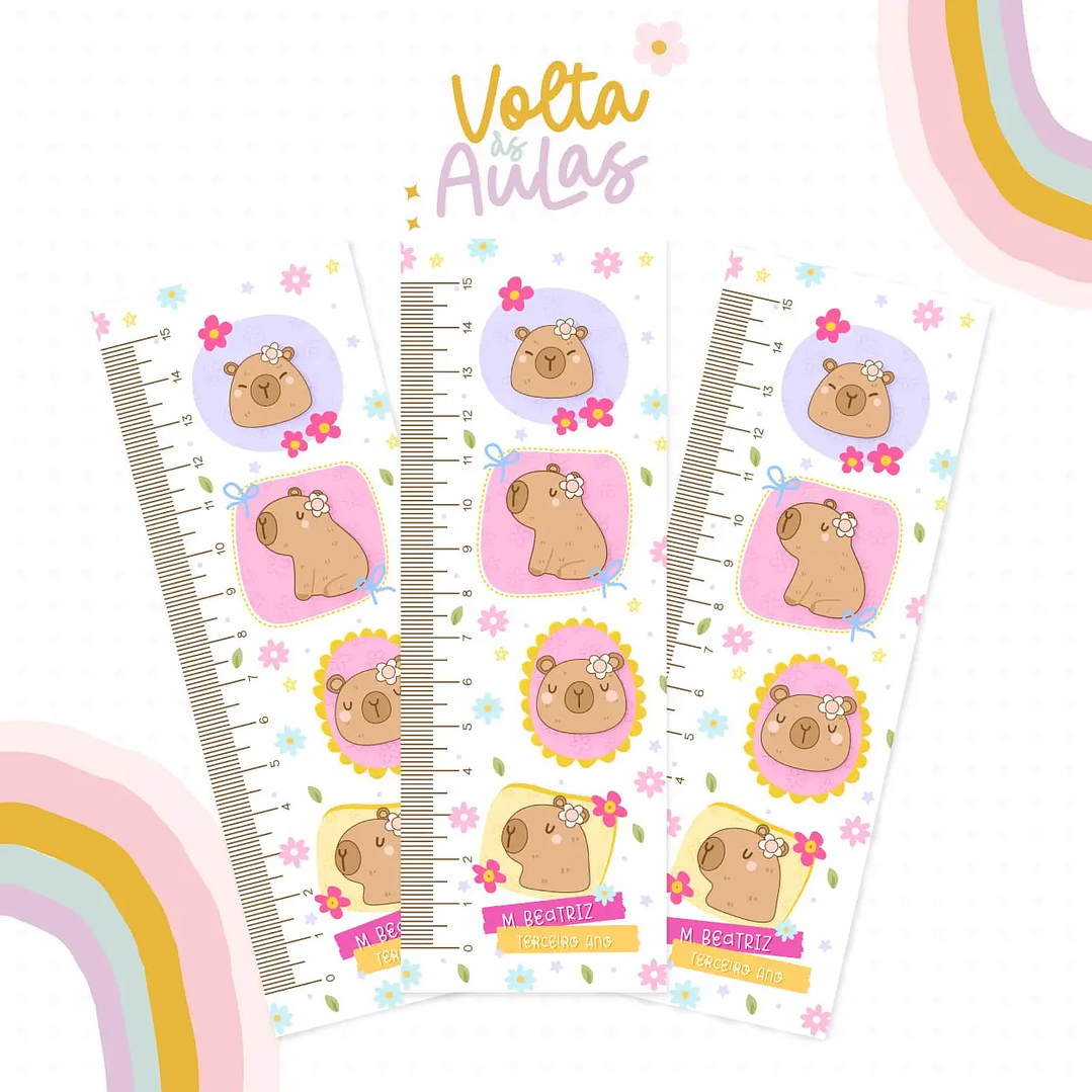 Arquivo de Corte Etiqueta Escolar Capivara 2