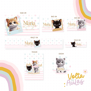Arquivo de Corte Etiqueta Escolar Gato