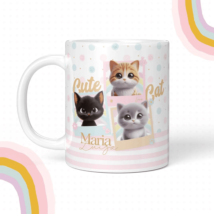 Arquivo de Corte Etiqueta Escolar Gato 2