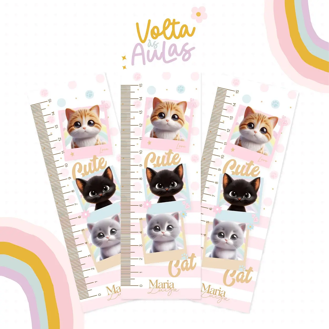 Arquivo de Corte Etiqueta Escolar Gato 3