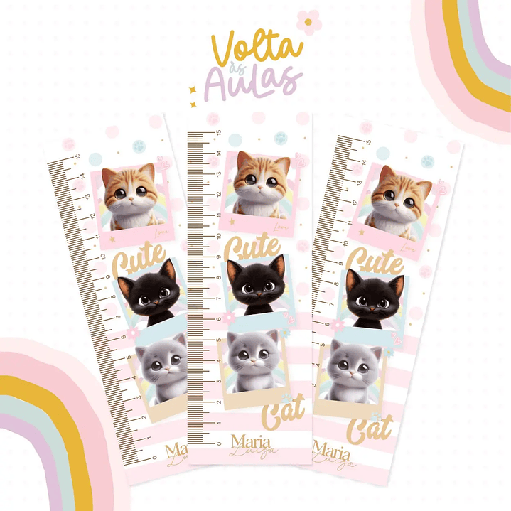 Arquivo de Corte Etiqueta Escolar Gato 3