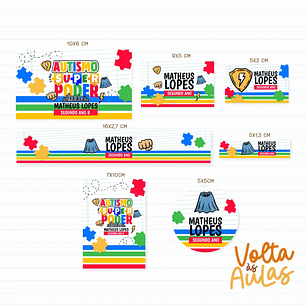 Arquivo de Corte Etiqueta Escolar Autismo Menino