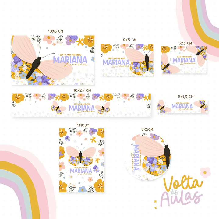 Arquivo de Corte Etiqueta Escolar Borboleta 1
