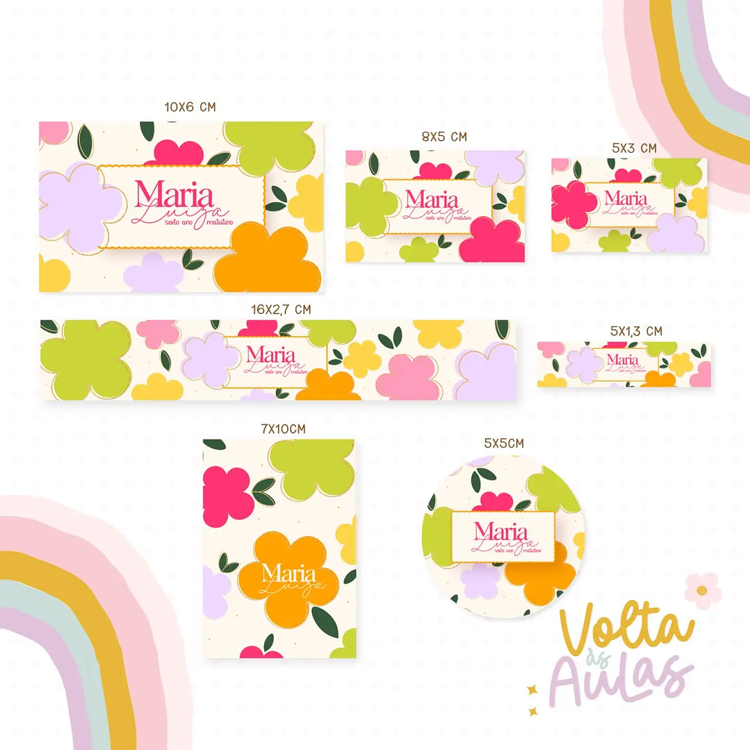 Arquivo de Corte Etiqueta Escolar Floral 1