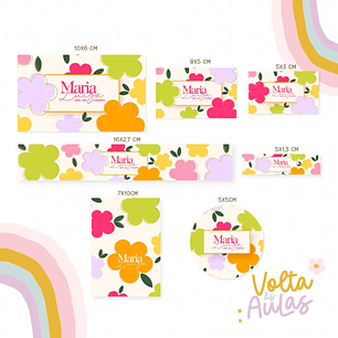 Arquivo de Corte Etiqueta Escolar Floral