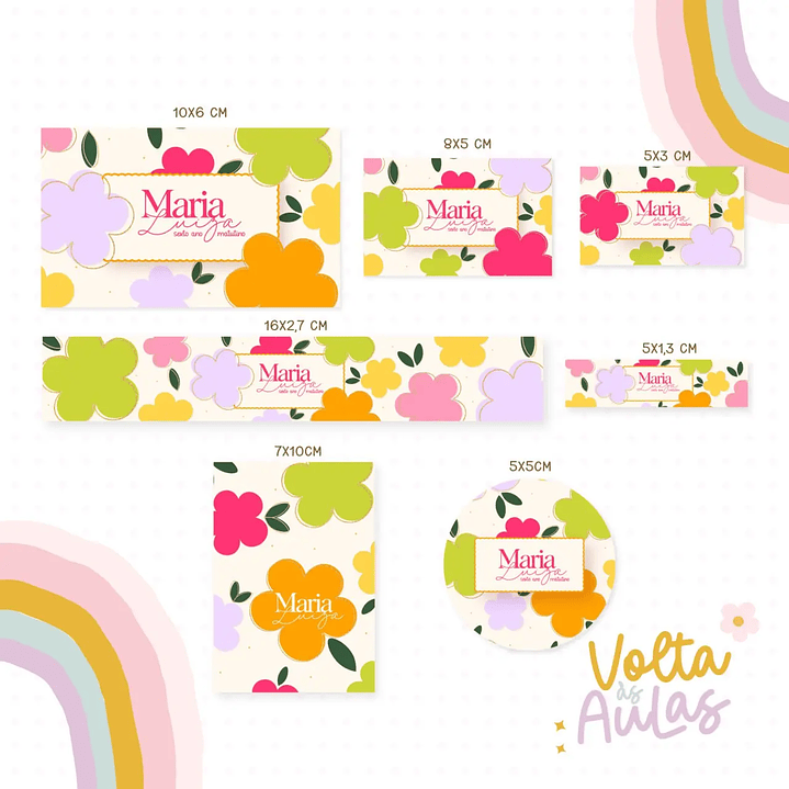 Arquivo de Corte Etiqueta Escolar Floral 1