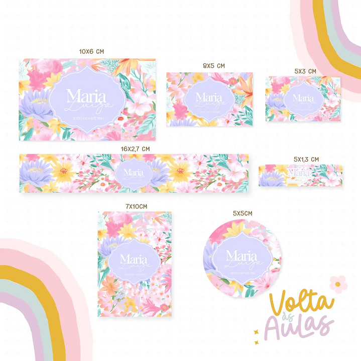 Arquivo de Corte Etiqueta Escolar Floral 1