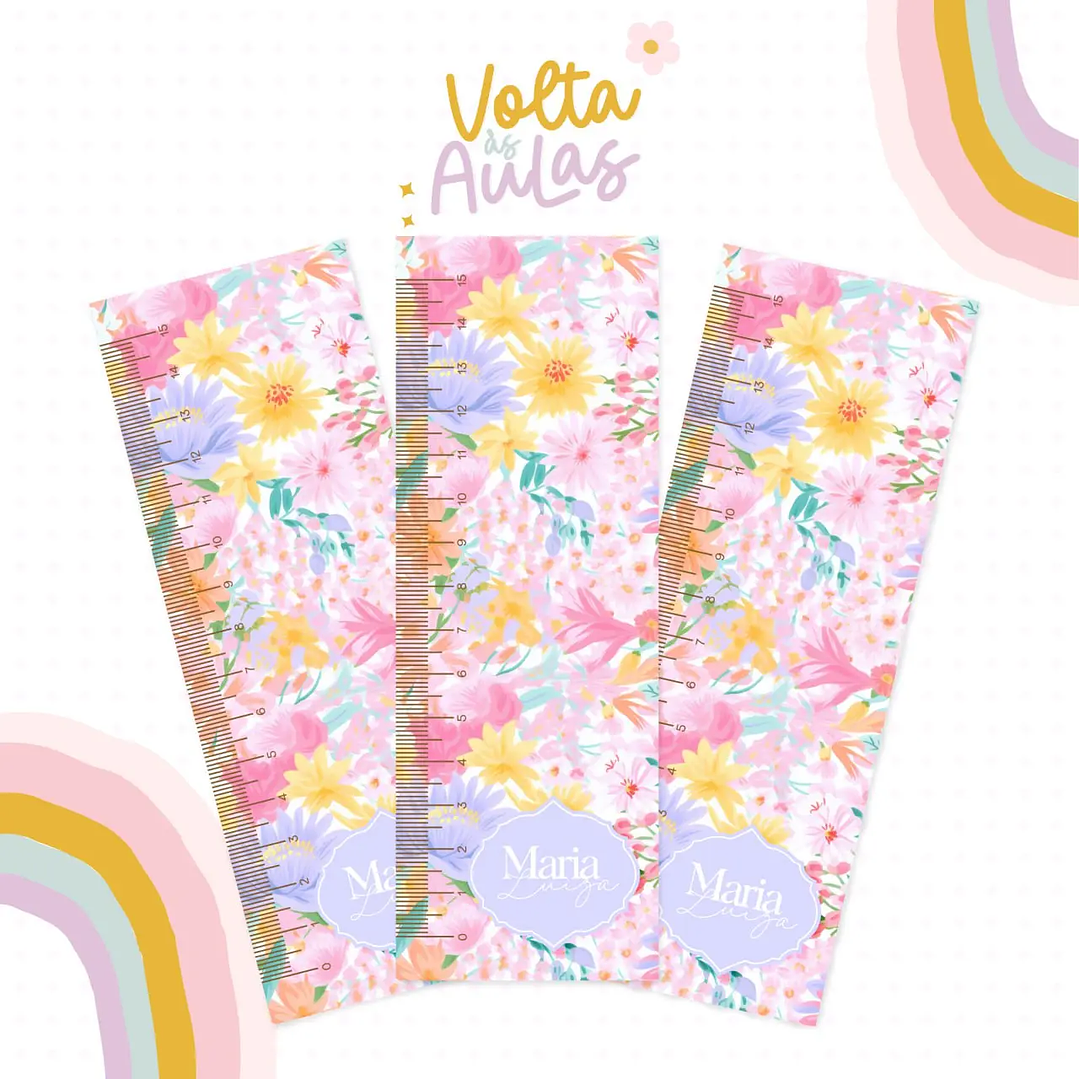 Arquivo de Corte Etiqueta Escolar Floral 2