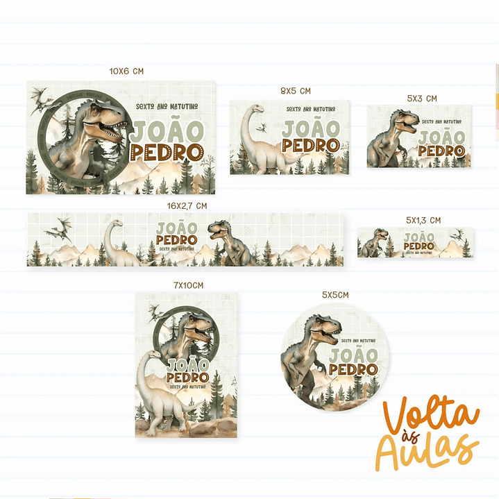 Arquivo de Corte Etiqueta Escolar Dinossauro 1