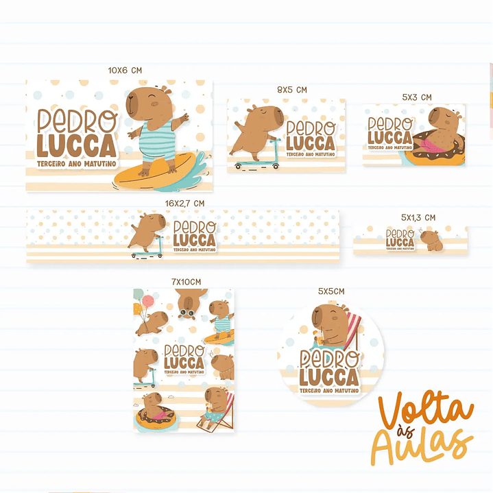 Arquivo de Corte Etiqueta Escolar Capivara 1