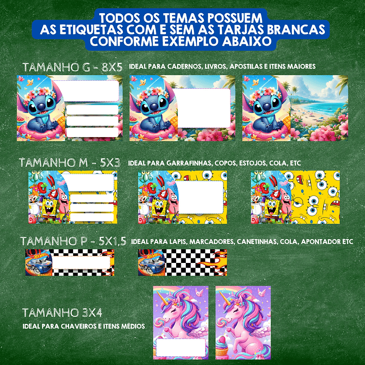 Arquivo Digital Combo Etiquetas Escolares Diversas (arquivo no formato PNG) 2