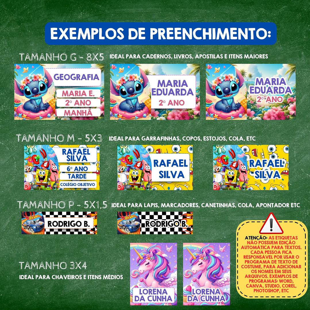 Arquivo Digital Combo Etiquetas Escolares Diversas (arquivo no formato PNG) 3