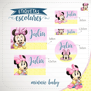 Arquivo de Corte Etiqueta Escolar Minnie