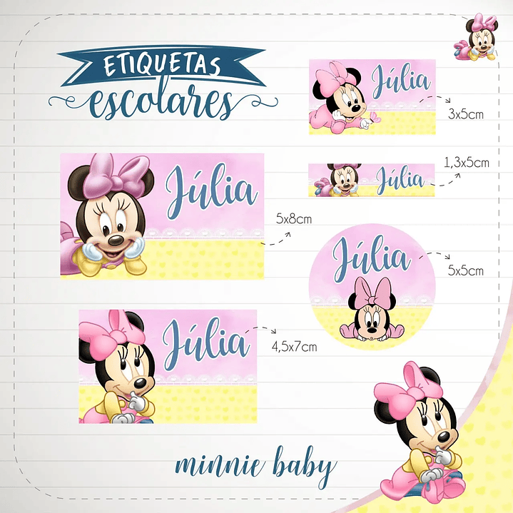 Archivo de corte de etiquetas escolares de Minnie Mouse 1