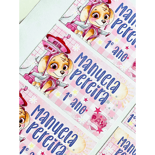 Arquivo de Corte Etiqueta Escolar Patrulha Canina